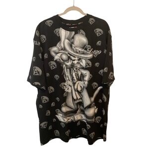 Lot29 Mens Bugs Bunny XXL Black Diamond All Over Print Rhinestone T-Shirt Y2K